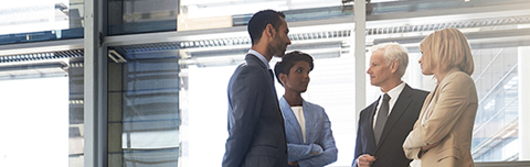 Group of business professionals talking. Group of business professionals talking.